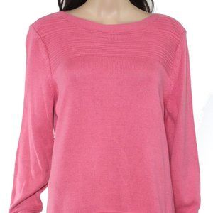 Karen Scott Pink Boatneck Sweater Ottoman Stitch L